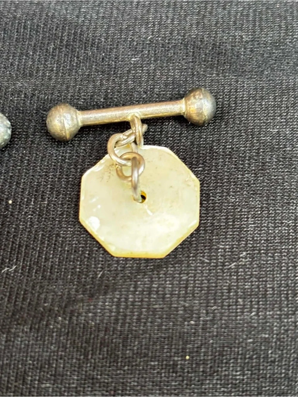 Vintage Antique? Chinese Export Sterling Silver Mother Pearl Character Cufflinks